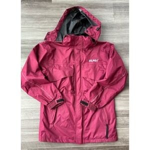 ILM Motorcycle Rain Wear Jacket Size S Maroon Zip Hooded Coated Canvas